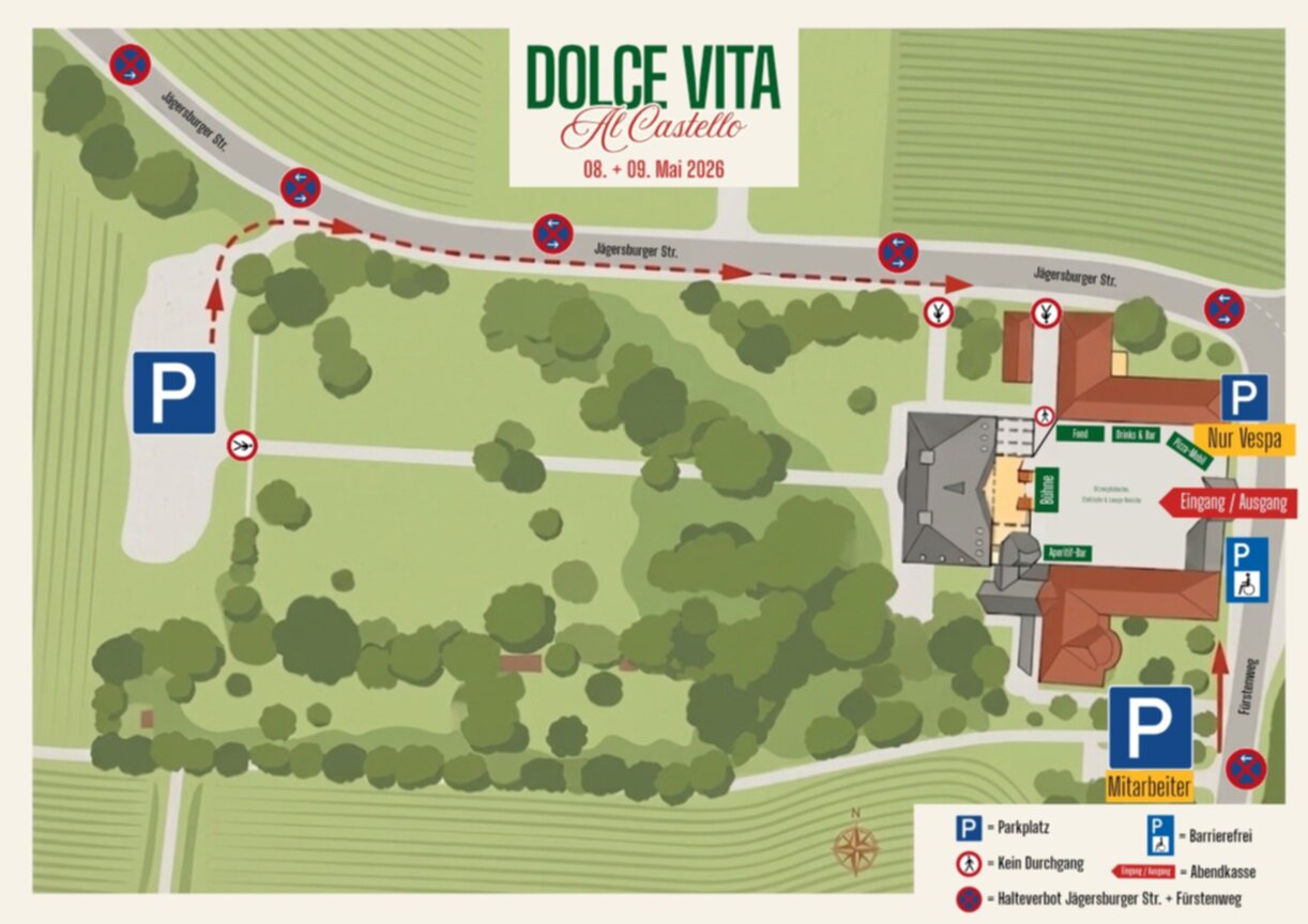 Parkplan Schloss Jägersburg - Dolce Vita Al Castello